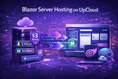 Illustrazione dell’architettura hosting Blazor Server su UpCloud