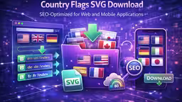 Collezione di bandiere nazionali SVG ottimizzate per SEO per siti e app multilingue