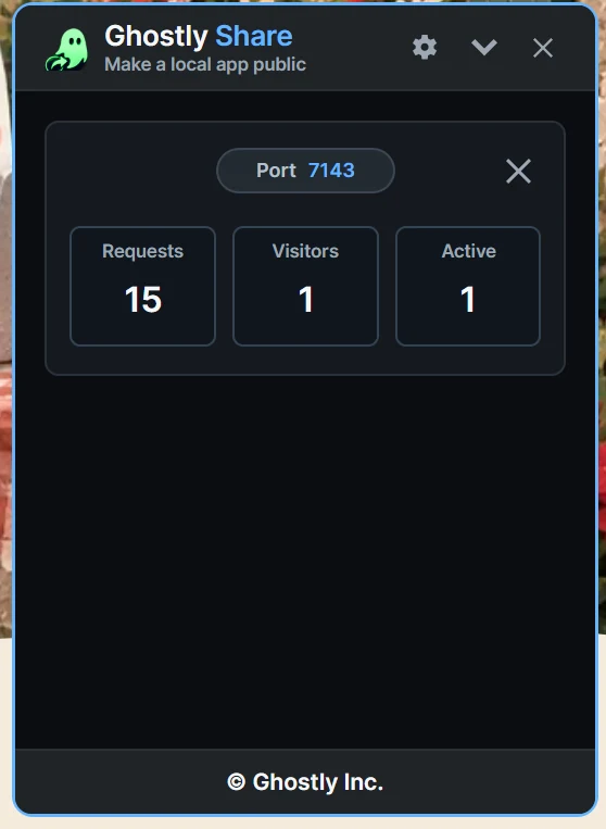 Live traffic counters showing requests, visitors and active users